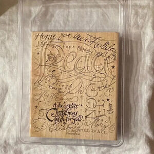 Holiday Print Stampin Up 2003 Rubber Stamp - Hope Peace Heartfelt Christmas 629